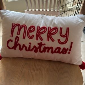 White red merry Christmas accent pillow